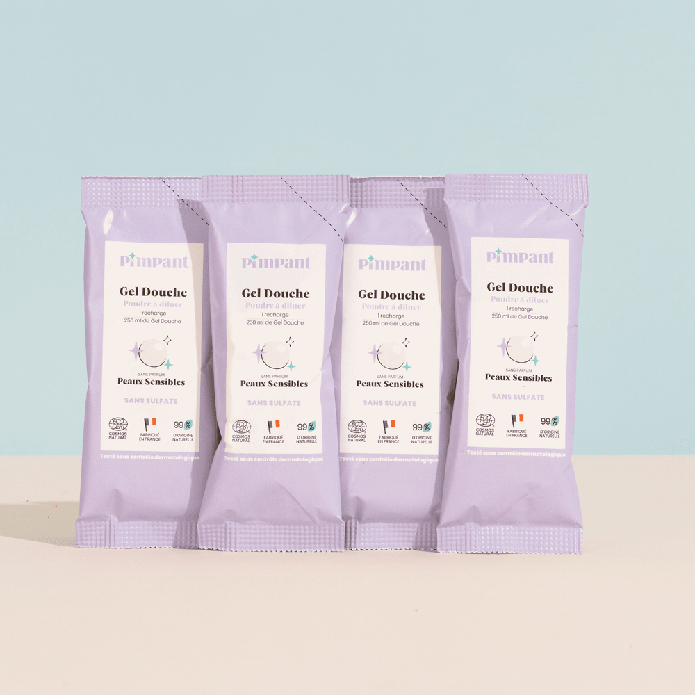 4 Recharges de Gel Douche Peaux Sensible en Poudre à Diluer