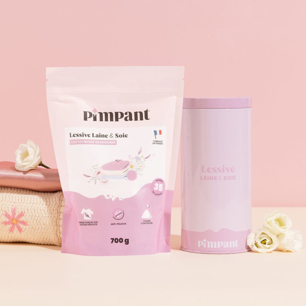 Kit Lessive Poudre Laine et Soie Pimpant avec fleurs