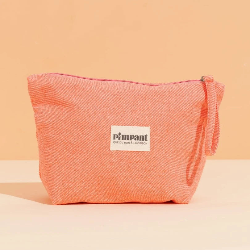 Trousse de toilette Pimpant corail en coton bio certifié GOTS